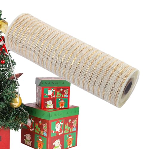 Urlaubs-Netzband, Weihnachtsschleifenband, dekoratives Drahtgeflecht, Kronennetzband, Hochzeitshandwerksband, Urlaubsdekorationsband, 10 Zoll x 30 Fuß für Kronen von Générique