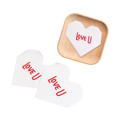 Valentine's Day Heart-Shaped Dinner Napkins, Love Heart, Decorative Hand Napkins für besondere Anlässe, Valentine's Day Supplies for Clean Spills and Decorations with 12,99 x 12,99 Zoll von Générique