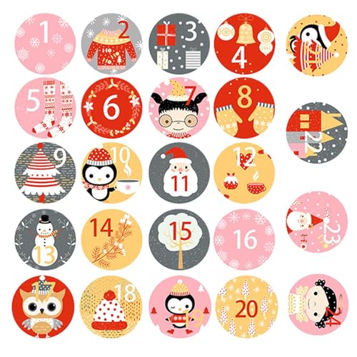 Weihnachts-Adventsaufkleber – 24 Tage Weihnachtszahlen-Aufkleber, Weihnachtsnummernaufkleber für Weihnachtsdekorationen | Digitalaufkleber für Adventskalender, Etikett von Générique