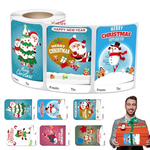 Weihnachtsetikettenaufkleber – 250 Stück Aufkleber aus Weihnachtspapier, selbstklebende Weihnachtsetiketten, beschreibbar | Aufkleber-Set für Umschlagboxen von Karten von Générique