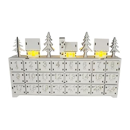 Weihnachtskalender aus Holz, Advent Countdown Kalender, Holiday, Holz, LED-Weihnachtskalender, mit Drawers, für Weihnachtsdekorationen von Générique