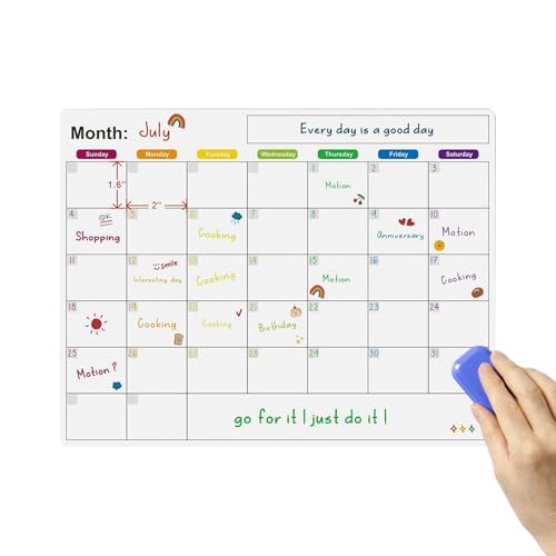 Whiteboard-Kalender für den Kühlschrank, magnetischer Radiergummi-Kalender – Monatsplaner für den Küchenkalender, weiß, magnetisch, einfach zu verwenden von Générique