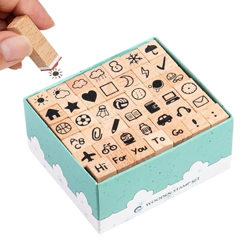 Wooden Stamps Set, Rubber Stamp Kit, Kartenherstellungsstempel, tragbar, Art Crafts Stamp, Rubber Lesezeichen, Stempel für Erwachsene, Kinder, Familienstempel, Holzstamp, Holzstamp, Craftwooden Rubber von Générique