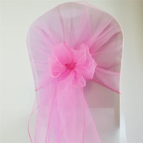 (10/50 Stück) 65 x 275 cm rosa Organza-Schärpen Stuhlbänder 50 Stück Hochzeitsdekorationen für Geburtstagsparty Stühle große Gürtelschleifen Abdeckungen mit Knoten von Generisch