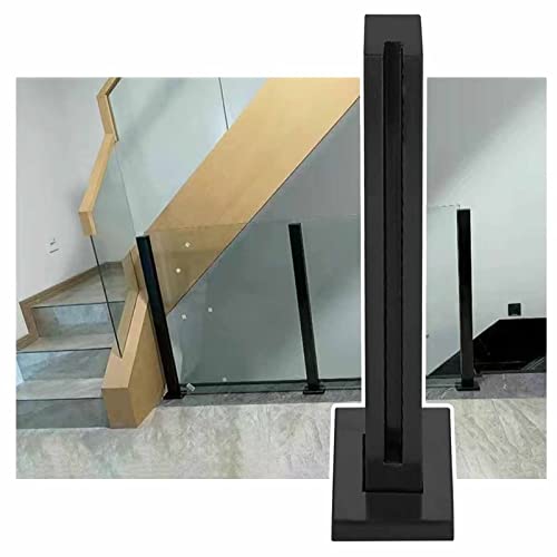 (en:Robustes schwarzes Glas-Balustraden-Pfosten-Set für Innenbereich, Flur, Balkon, Zaun, Handlauf, quadratische Glasplatten-Klemmen, Säule, schwarzer Endpfosten) von Generisch