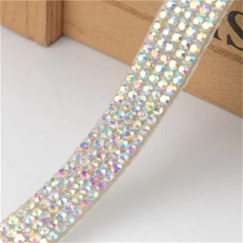 0,6 cm / 4,5 m / Lot Hot Fix Strass Besatz Fancy Stone Dekorative glänzende Kette Band AB Farbe 91,4 cm von Generisch