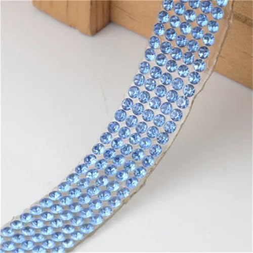 0,6 cm / 4,5 m / Lot Hot Fix Strass Besatz Fancy Stone Dekorative glänzende Kette Band Saphirfarbe 91 cm von Generisch