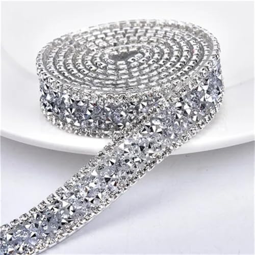 1/2/4,5 Yards/Lot Strass Besatz Fancy Brautkleid Gürtel Band Hochzeit Kuchen Kette Band Strass mit Silber 4,5 m von Generisch