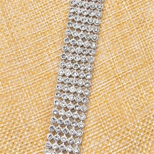 1,2 m Hotfix-Strass-Bordüre, Braut-Applikationen, Bügelband, Kleidung, Accessoires, Silber, 1,8 cm - 1,2 m von Generisch