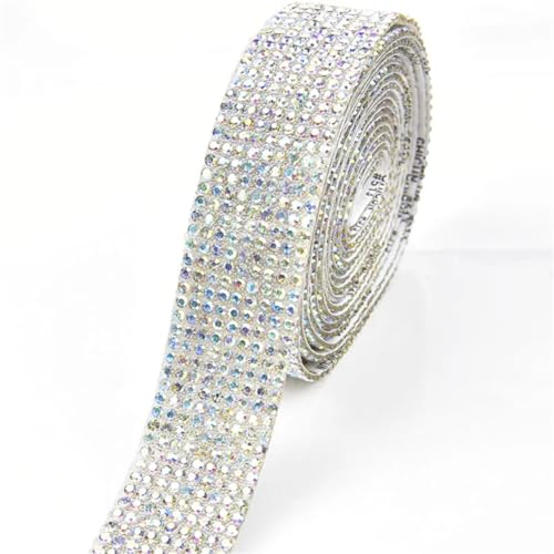 1,3–3 cm breit, selbstklebendes Strass-Band, Perlenband, Aufkleberband für Hochzeit, Basteln, Strass, AB, 6 R, 2 cm-2 m von Generisch