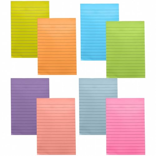 1 Block linierte Haftnotizen, 4 x 6 Haftnotizen mit Linien, selbstklebende Notizblöcke, 8 leuchtende, 50 Blatt/Block Schultüte Student (I, One Size) von Generisch