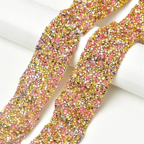 1 Meter Strassband Harz Strass Trim Band zum Aufbügeln Diamant Streifen Applikation für Dekoration Silber pnnrk Topas 3,5 cm Breite - 1 Meter von Generisch