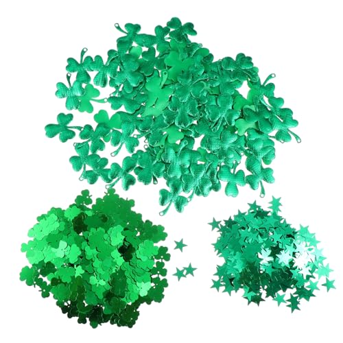 1 Satz Papiers chnitzel werfen Grün Patricks Tag Anhänger papierschere decoupage party supplies abpauspapier Shamrock-Partybevorzugung Kleeblatt-Stern-Papierausschnitte PVC Green Generisch von Generisch