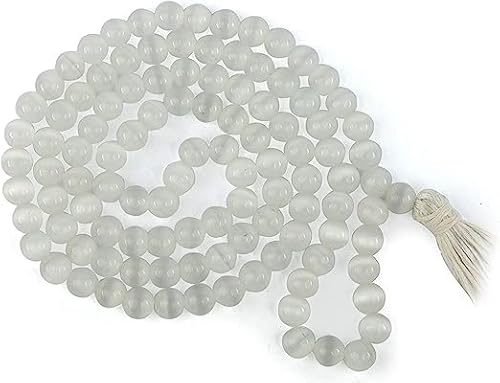 1 Strang Crystal Products Selenit Mala Naturkristallstein 8mm 108 runde Perlen Jap Mala von Generisch
