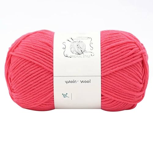 1 Stück = 100 g handgewebtes Baumwollgarn, weiches Häkelgarn zum Handstricken, warmer Pullover, Sofakissen, Schal, DIY (Farbe: 1 Stück 01) Strickwebstuhl Haken (Watermelon Red, One Size) von Generisch