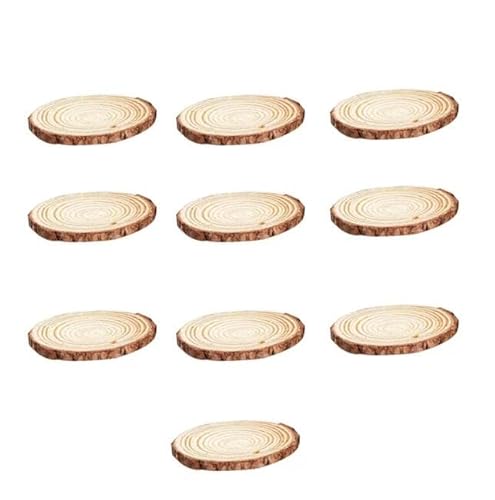 10 Stück/Set natürliche Holzspäne Handwerk Holzset Kreis Handwerk Weihnachtsschmuck DIY Handwerk mit Schnur Handwerk rustikale Hochzeitsdekoration Halloween Kürbis Schreibtisch (Beige, Einheitsgröße) von Generisch