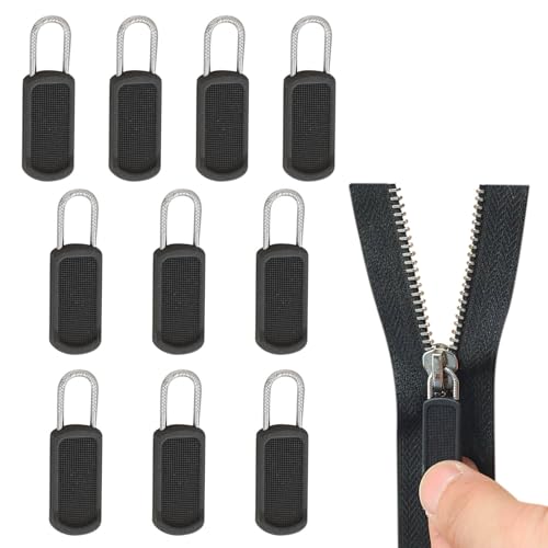 10 Stück Reissverschluss Zipper, Reißverschluss Ersatz Zipper, Ersatz Reissverschluss Zipper, Ersatz Zipper für reißverschlüsse, Reisverschluss Fix Kit für Jacken, Koffer, Ruckäcke (Black) von Generisch