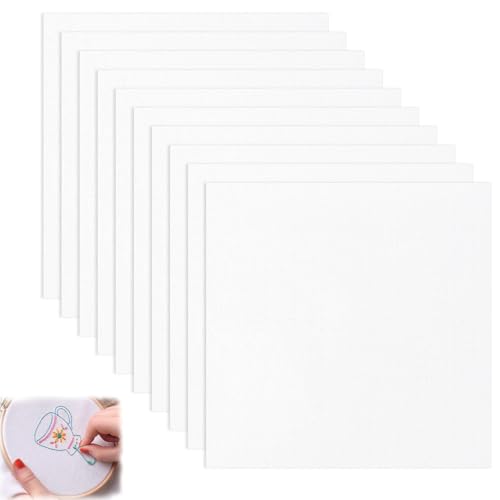 10 Stück Stoff Zum Sticken, 20×20cm Sticken Rechteckig Stoff und Stoff Weiß DIY Sticken Stoff Cremeweiß Kreuzstich Stoff Zart Cross Stitch Weich Punch Needle Set für Zum Sticken von Generisch