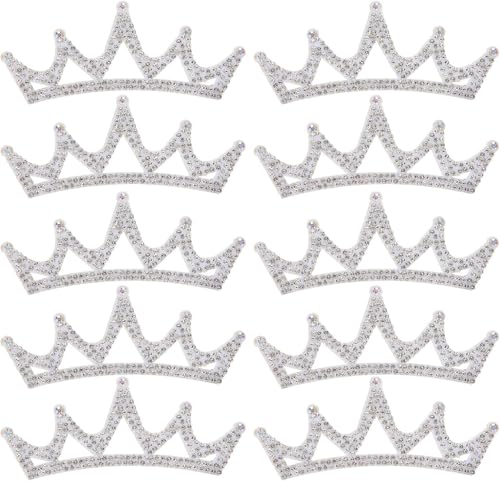 10 Stück Vlies-Aufnäher in Kronenform, Strass, zum Aufbügeln, Applikationen für Kinder, Prinzessinnen-Tiara (Tiara 4) von Generisch