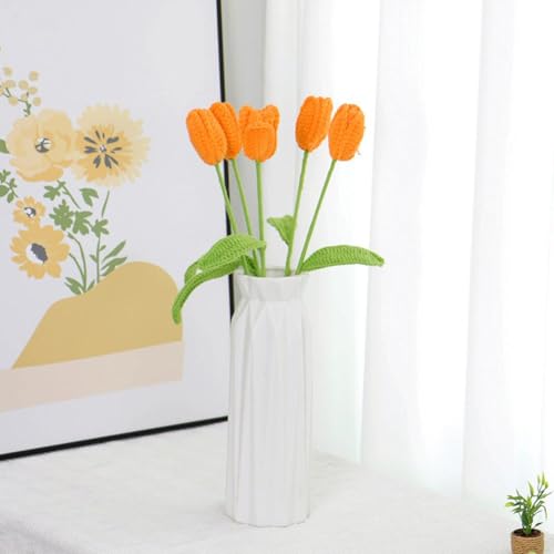 10 Stück künstliche Häkelblumen, Blumenstrauß, handgefertigt, gehäkelt, Tulipane, gestrickte Plüsch-Tulpen, künstliche Blumenstrauß von Generisch