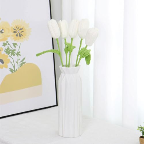 10 Stück künstliche Häkelblumen, Blumenstrauß, handgefertigt, gehäkelt, Tulipane, gestrickter Blumenstrauß, Plüsch, künstliche Tulpen von Generisch