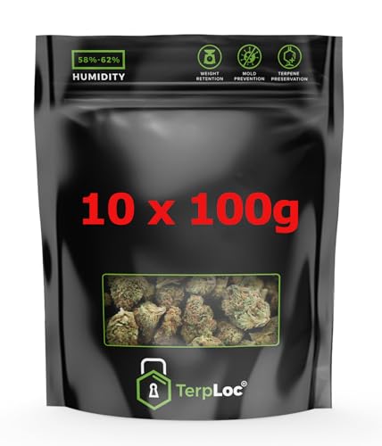 10 x 100g Grove Bags, Luftdichte Aufbewahrungsbeutel mit Feuchtigkeits- und Geruchskontrolle + UV-Schutz von Generisch