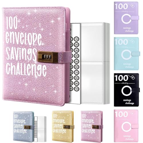 100 Envelopes Money Saving Challenge | Budget Planner Challenge | Budget Binder Ringbuchordner Geld Organizer Sparen | Budgetplaner Geldumschläge Budget Planer, Haushaltsbuch Ringbuch von Generisch