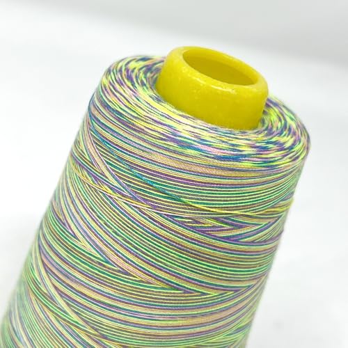 100 % Polyester Regenbogen-Nähgarn, mehrfarbiges Garn, 2700 m (Grün/Gelb/Lila) von Generisch