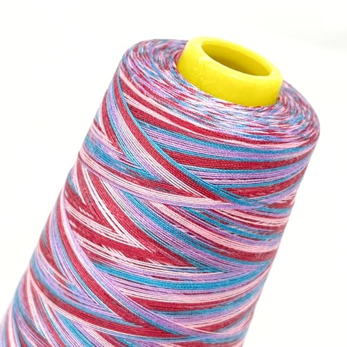 100% Polyester Regenbogen Nähgarn, mehrfarbiges Garn, 2700 m (Rosa/Rot/Blau) von Generisch