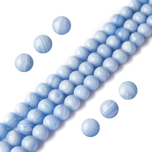 100 Stück 6 mm blaue Achat-Perlen, natürliche Edelsteine, runde lose Perlen für Schmuck- und Armbandherstellung 100 Stück 6 mm blaue Achat-Perlen, natürliche Edelsteine, runde lose Perlen für Schmuck- und Armbandherstellung von Generisch