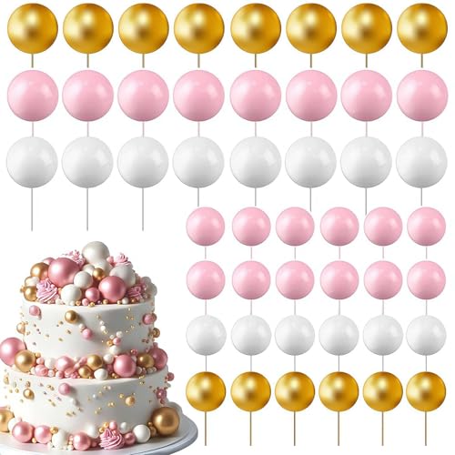 108 Stück Bälle Kuchen Topper Luftballons Cupcake Topper Mini Ballons Kuchen Topper DIY Kuchen Einsatz Topper Schaumstoff Kuchen Kugeln Backen Dekoration für Hochzeitstag Geburtstag von Generisch