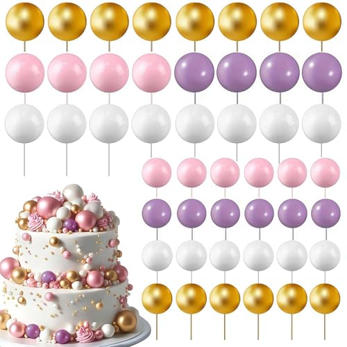 108 Stück Kugel-Kuchenaufsätze, Luftballons, Cupcake-Topper, Mini-Ballon-Kuchenaufsatz, bunte kugelförmige Kuchendekoration, DIY-Kucheneinsatz, Schaumstoff-Kuchenbälle, Backdekoration für Hochzeit, von Generisch