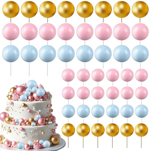 108pcs Cake Topper Balls Decorations, Birthday Cake Topper Balls, DIY Cake Insert Topper Cake Balls Baking Cake Topper Ball Ornament for Wedding, Anniversary, Birthday Party Etc (Style D) von Generisch