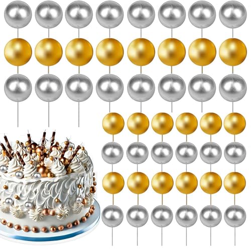 108pcs Cake Topper Balls Decorations, Birthday Cake Topper Balls, DIY Cake Insert Topper Cake Balls Baking Cake Topper Ball Ornament for Wedding, Anniversary, Birthday Party Etc (Style F) von Generisch