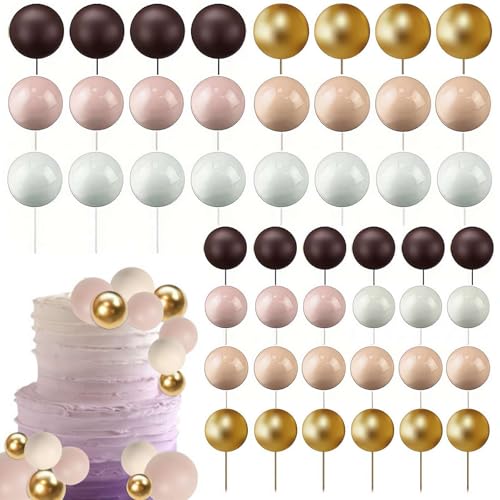 108pcs Cake Topper Balls Decorations, Birthday Cake Topper Balls, DIY Cake Insert Topper Cake Balls Baking Cake Topper Ball Ornament for Wedding, Anniversary, Birthday Party Etc (Style L) von Generisch