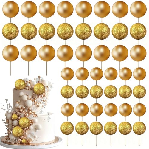 108pcs Cake Topper Balls Decorations, Birthday Cake Topper Balls, DIY Cake Insert Topper Cake Balls Baking Cake Topper Ball Ornament for Wedding, Anniversary, Birthday Party Etc (Style M) von Generisch