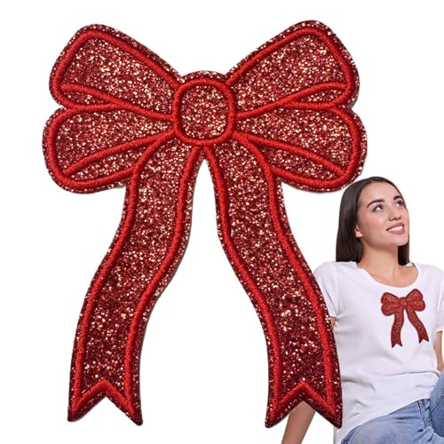 10X Farben Schleife bestickter Aufnäher | Süße Nähen Strass Kristall Stoff Glitter Applikation Eisen auf Patches für T-Shirt Jeans Rucksäcke Kleidung Hut, dekorative Accessoires von Generisch