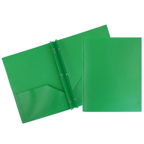 Generisch 10er Pack Farbiger Kunststoffordner mit Taschen und Zinken, Mappe, A4, Green, 2 Taschen, 50 Blätter, 9,25 cm breit, 30 cm lang, 1 cm dick, für Büro und Schule von Generisch