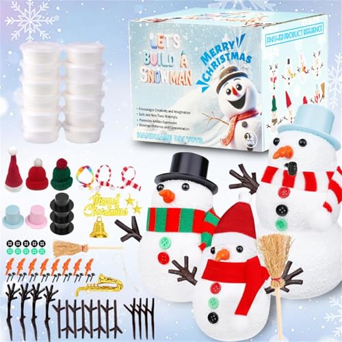 12 Stück Weihnachten Schneemann modelliermasse lufttrocknend Bastelset, DIY Build a Snowman Kit Mit, Weihnachten Kindergeburtstag Gastgeschenke für Mädchen und Jungen, Snowman Set Zum Selbermachen von Generisch