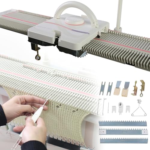 150 Stiche, mittlere Stärke, 6,5 mm, automatisches Strickmaschinen-Set, Haushaltsnähwerkzeug-Set mit Zubehör, Kunststoff-Strickmaschine für Zuhause von Generisch