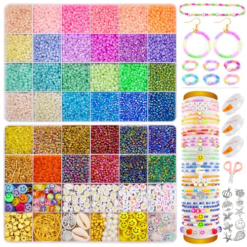 18000 Stück 3mm Glasperlen Set für Armbänder, Schmuckperlen Zubehör zum Auffädeln & Perlenweben, DIY Schmuckherstellung Set für Kinder 18000 Stück 3mm Glasperlen Set für Armbänder, Schmuckperlen Zubehör zum Auffädeln & Perlenweben, DIY Schmuckherstellung Set für Kinder von Generisch