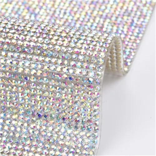 2,5 mm großes, mattiertes, funkelndes Kristall-Hot-Fix-Glas-Strass-Mesh-Klebeband, selbstklebend oder zum Aufbügeln, Applikation für Kleid und Schuhe 2,5 mm großes, mattiertes, funkelndes Kristall-Hot-Fix-Glas-Strass-Mesh-Klebeband, selbstklebend oder zum Aufbügeln, Applikation für Kleid und Schuhe von Generisch