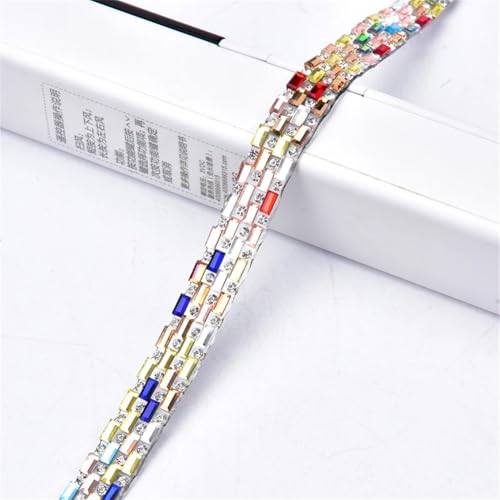 2 Meter Hot Fix Glas Diamant Band Selbstklebend Strass Trim Mesh Band Strass Streifen Bunt 1 cm Breite Aufbügeln 2 Meter von Generisch