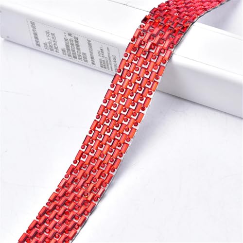 2 Meter Hot Fix Glas Diamant Band Selbstklebend Strass Trim Mesh Band Strass Streifen Siam 2 cm Breite zum Aufbügeln auf 2 Meter von Generisch