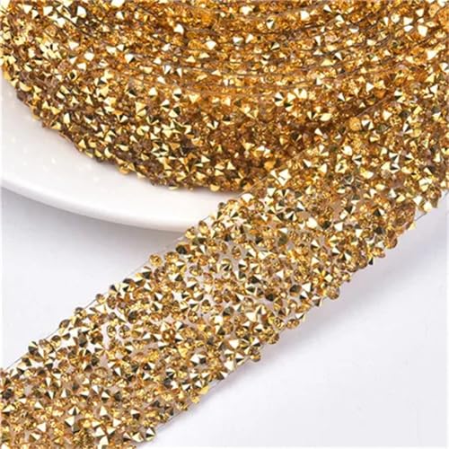 2 Meter Hot Fix Strass Trim Eisen auf Harz Band Band Band Hochzeit Dekoration Zubehör Goldene Farbe 2 Meter von Generisch