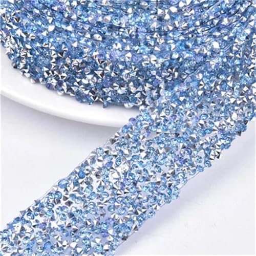 2 Meter Hot Fix Strass Trim Eisen auf Harz Band Band Band Hochzeit Dekoration Zubehör Hellblau Farbe 2 Meter von Generisch