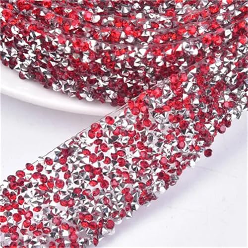 2 Meter Hot Fix Strass Trim Eisen auf Harz Band Band Band Hochzeit Dekoration Zubehör Siam Farbe 2 Meter von Generisch