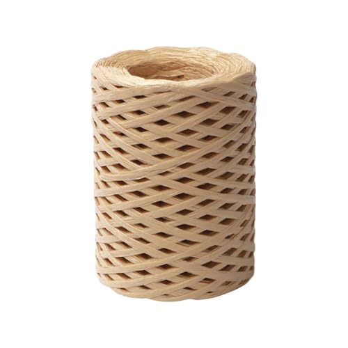 2 Rolle Raffiabast Papierband, Natur Papier Bänder, Neueste Bast Raffia Natur Papier Packschnur für Geschenkverpackung, Weben, Dekoration und Gärtnern, 150m/Rolle von Generisch