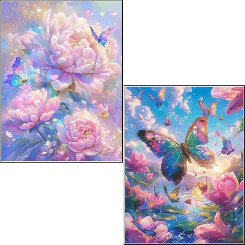 2 Stück Diamond Painting Erwachsene Kinder Diamant Painting Bilder Crystal 5D Diamond Painting Set DIY Daiments Painting Basteln Erwachsene Diamond Painting Eckige Steine Mosai 40x50cm 1-633 von Generisch