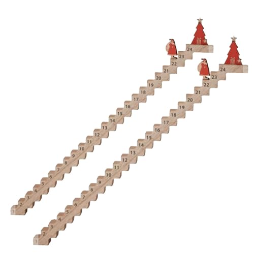 2 Stück Kletternder Weihnachtsmann Holz-Adventskalender 2024, Holztreppe Kletternder Weihnachtsmann Reisender Weihnachts-Countdown-Kalender, Santa Climbing Staircase Home Dekoration Weihnachtsgesch von Generisch